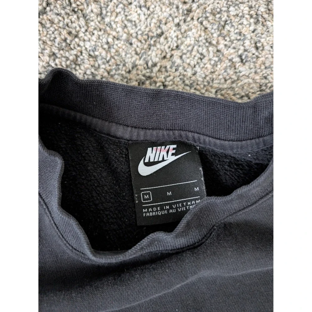 Nike Mens Sportswear Club Fleece Crewneck Sweatshirt Black White Logo‎ Medium